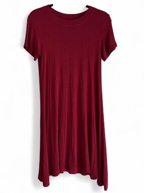 American Eagle Outfitters Red Crew Neck Rib Knit Short Sleeve Mini Dress Size M